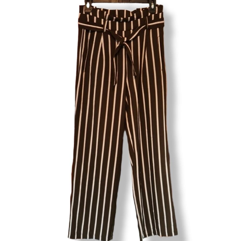 Ci Sono Palazzo Olive Stripe High Waist Bow size Medium